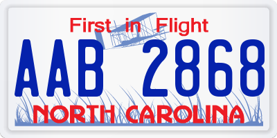 NC license plate AAB2868