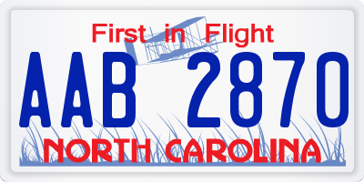 NC license plate AAB2870