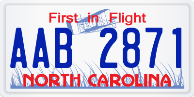NC license plate AAB2871