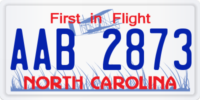 NC license plate AAB2873