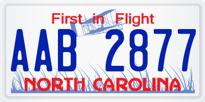 NC license plate AAB2877