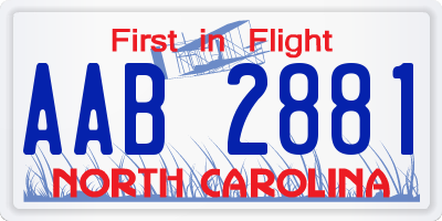 NC license plate AAB2881
