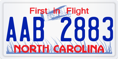 NC license plate AAB2883