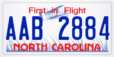 NC license plate AAB2884