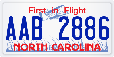NC license plate AAB2886
