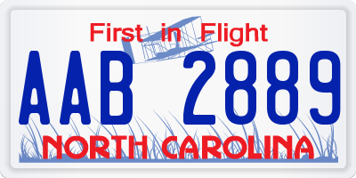 NC license plate AAB2889