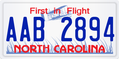 NC license plate AAB2894