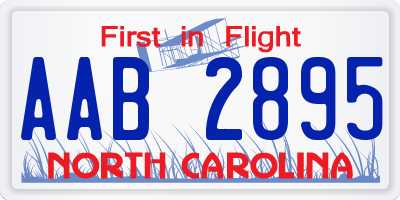 NC license plate AAB2895