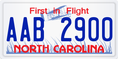 NC license plate AAB2900