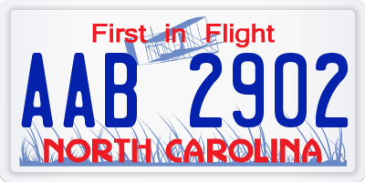 NC license plate AAB2902