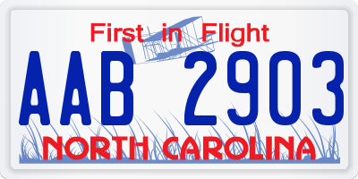 NC license plate AAB2903