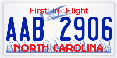 NC license plate AAB2906