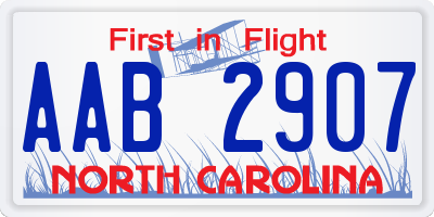 NC license plate AAB2907