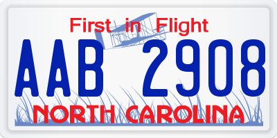NC license plate AAB2908