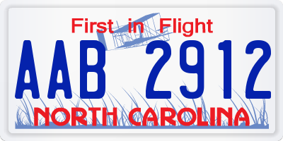 NC license plate AAB2912