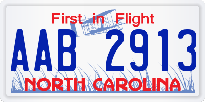 NC license plate AAB2913