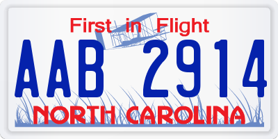 NC license plate AAB2914