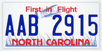 NC license plate AAB2915