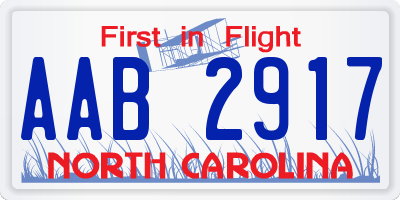 NC license plate AAB2917