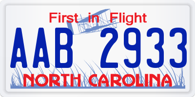 NC license plate AAB2933