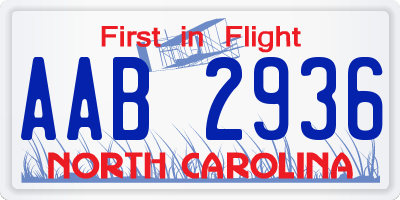 NC license plate AAB2936