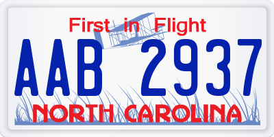 NC license plate AAB2937