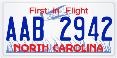 NC license plate AAB2942