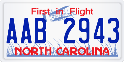 NC license plate AAB2943