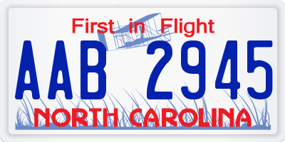 NC license plate AAB2945