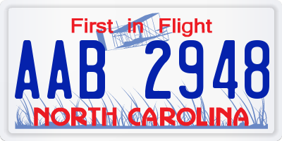 NC license plate AAB2948