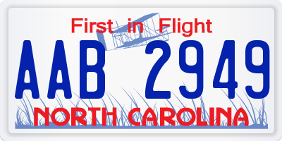 NC license plate AAB2949