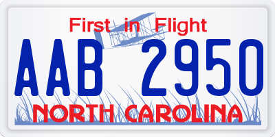 NC license plate AAB2950
