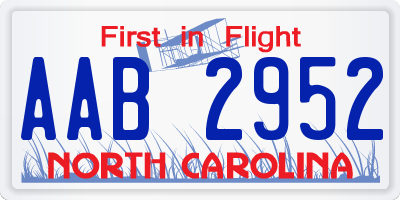 NC license plate AAB2952