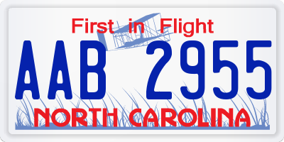 NC license plate AAB2955