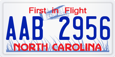 NC license plate AAB2956