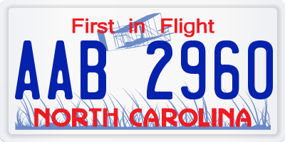 NC license plate AAB2960