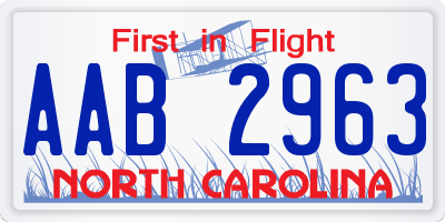 NC license plate AAB2963