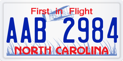 NC license plate AAB2984