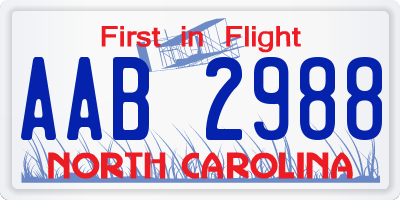 NC license plate AAB2988