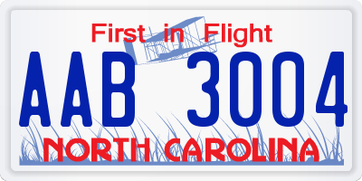 NC license plate AAB3004