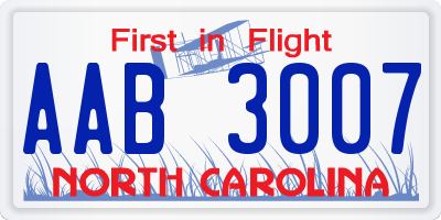 NC license plate AAB3007