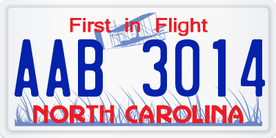 NC license plate AAB3014