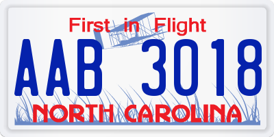 NC license plate AAB3018