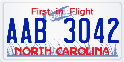 NC license plate AAB3042