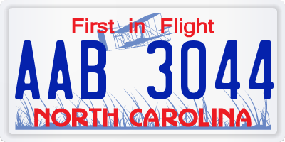 NC license plate AAB3044