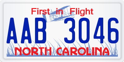 NC license plate AAB3046