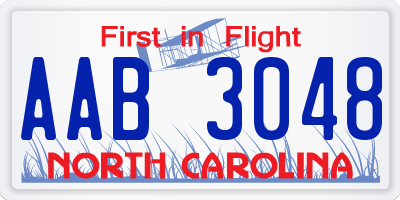 NC license plate AAB3048