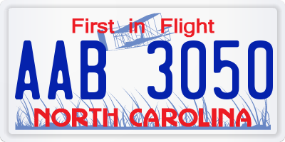 NC license plate AAB3050