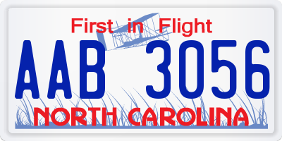 NC license plate AAB3056