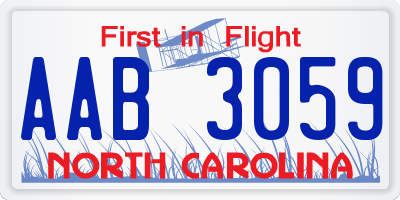 NC license plate AAB3059